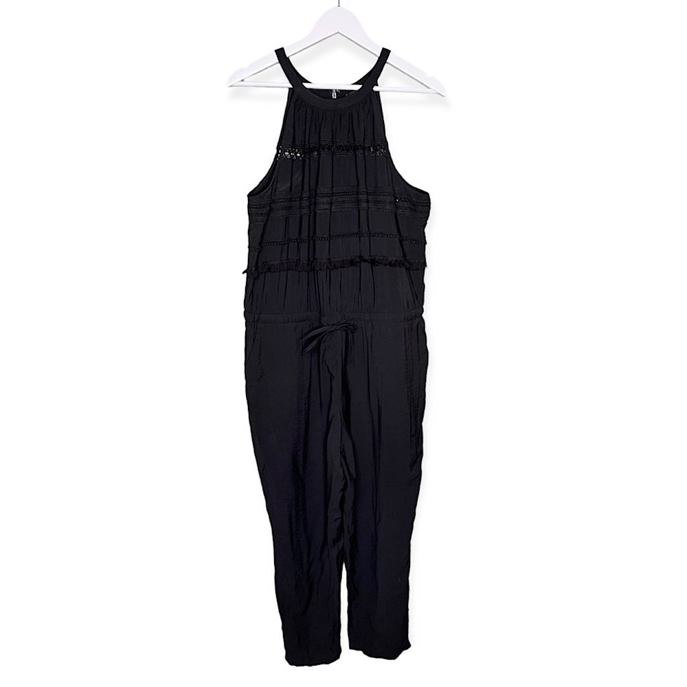 Ann Taylor Loft Women’s Sleeveless Halter Neck‎ Pocket Jumpsuit Black Size Large